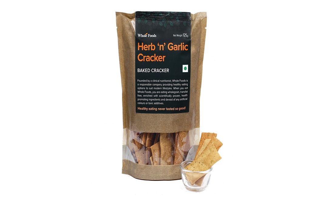 Whole food Herb 'N' Garlic Cracker Baked Cracker   Pack  125 grams